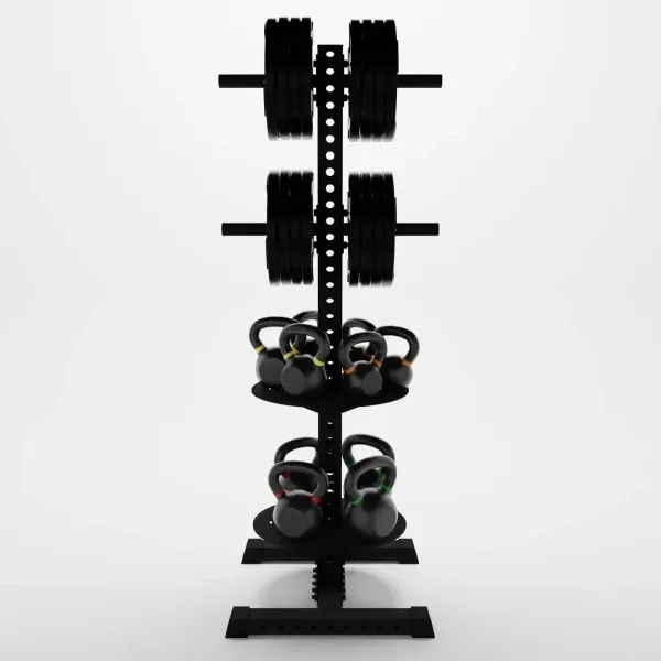 Delta PK | 4-Tier Vertical Hybrid Plate and Kettlebell Storage Rack