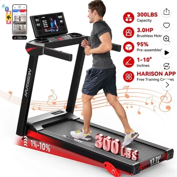 HARISON Treadmill 300 lb Capacity with 3.0 HP Motor, Running Machine for Home, Treadmill with Incline (16 km/h)