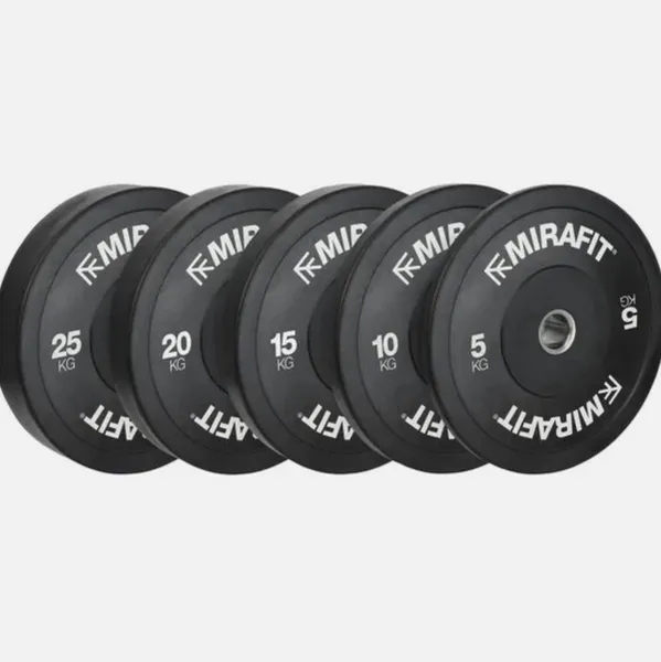Mirafit Black Olympic Rubber Bumper Plates
