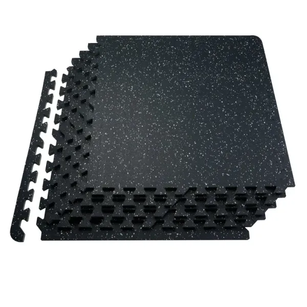 0.56" Thick Gym Floor Mats, 24" x 24" EVA Foam & Rubber Top Interlocking Workout Floor Mats