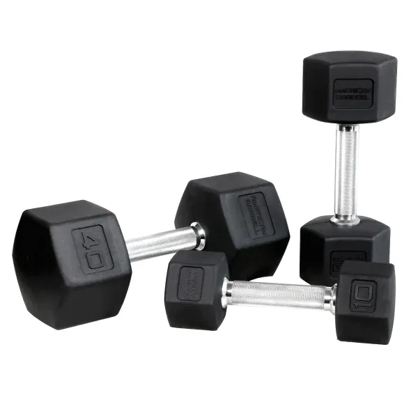 American barbell rubber hex dumbbells