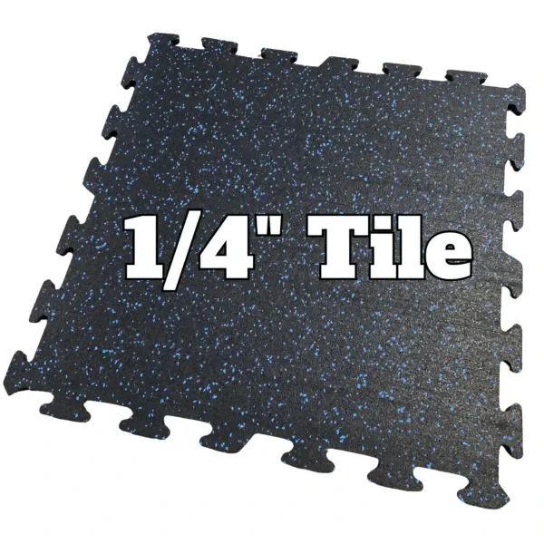 Hammer Clad 1/4" Premium Rubber Floor Tiles and Interlocking Gym Tile Flooring