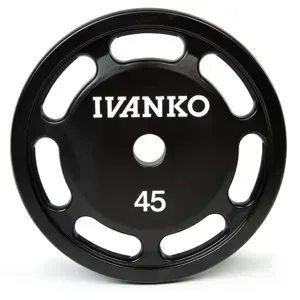 Ivanko 7-Slot Urethane Encased EZ-Lift Olympic 45 lb Plate